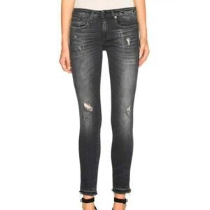 R13 Alison Skinny Jeans in Strummer Black Sz 25 Distressed R13W0005-186 -